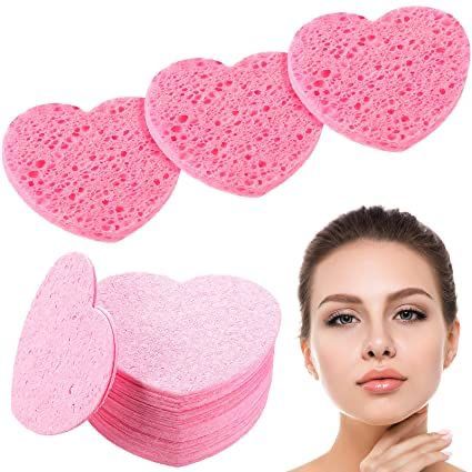 2pcs heart shape sponges scrub face and make-up remover